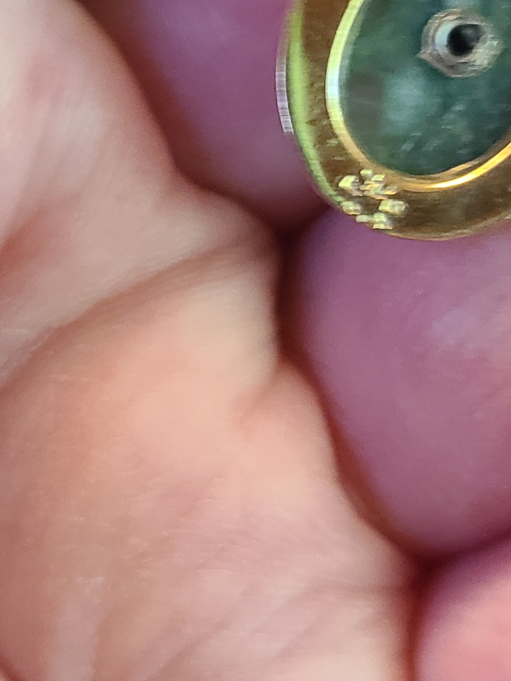 Antique Gold Green Stone Oval Pendant with Silver Accent - Picture 6 of 13